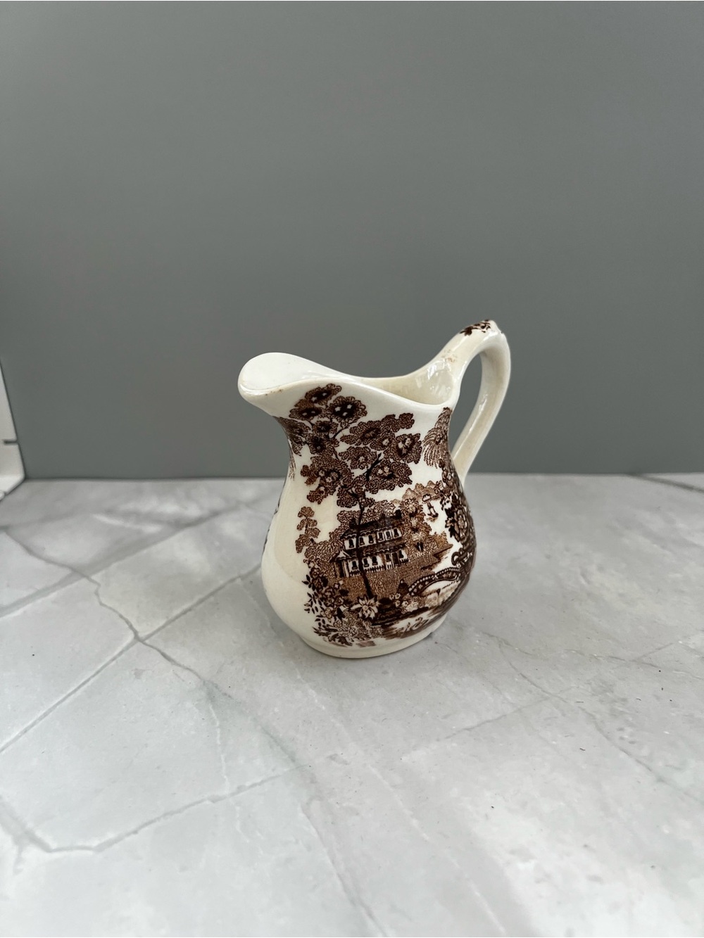 Vintage Royal Staffordshire Brown & White Ceramic Tonquin Mini Creamer
